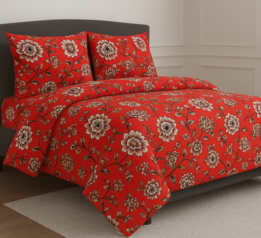 EXPORT QUALITY Crystal-King-Bed-Sheet Red-1025