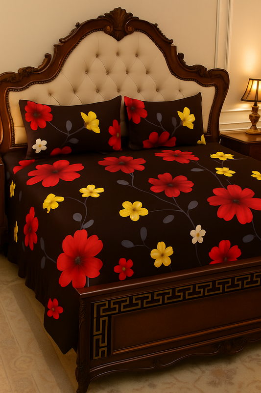 EXPORT QUALITY Crystal-King-Bed-Sheet Red-1025