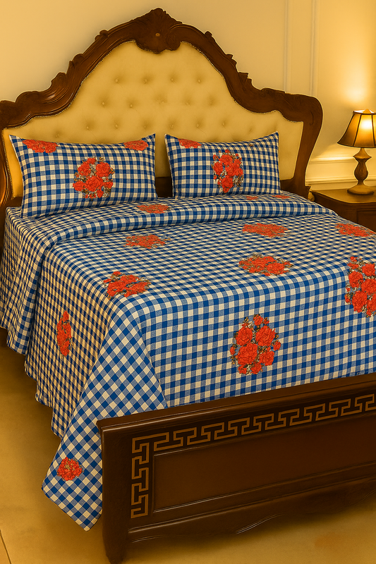 EXPORT QUALITY Crystal-King-Bed-Sheet Red-1025