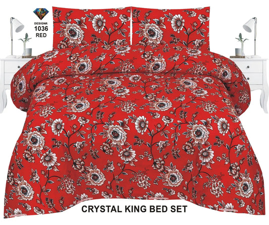 EXPORT QUALITY Crystal-King-Bed-Sheet Red-1025